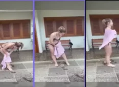 Ale Zambelli do blog Janela da Rua se secando após um mergulho na piscina