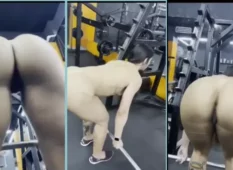 Amira Daher sendo flagrada treinando sem roupa e exibindo seu corpo suado