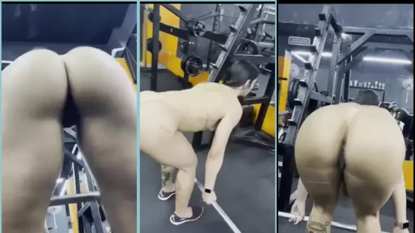 Amira Daher sendo flagrada treinando sem roupa e exibindo seu corpo suado