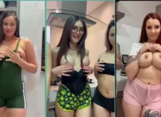 Ana Otani exibindo as teta com suas companheiras safadas