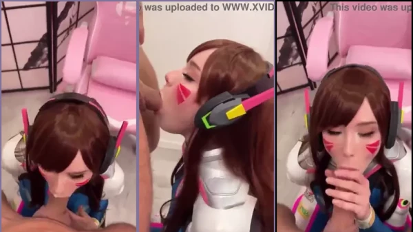 Cosplayer Sweetiefox interpretando Dva fudendo gostoso oral em parceiro bem dotado