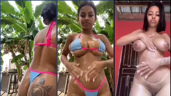 Eduarda Lima, uma mulher magra e ousada, exibindo seu corpo impecável completamente nu