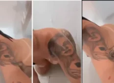 Leidy sapequinha fazendo um striptease no chuveiro exibindo sua beleza corporal