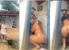 Mulher casada leva trabalhador para o banheiro e faz sexo excitante