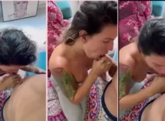 Laura Avelino, uma coroa experiente, faz um boquete delicioso para o sortudo novinho