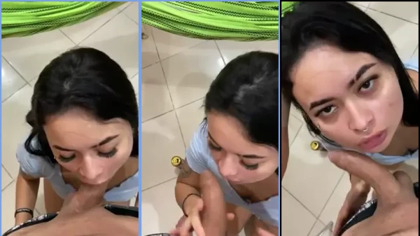 Raquel Miau caprichando no sexo oral molhadinho para o seu primo